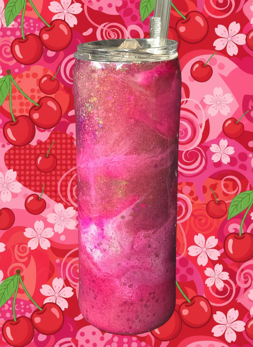 Cherry Glitter Pop 20 oz. Skinny Tall Cup