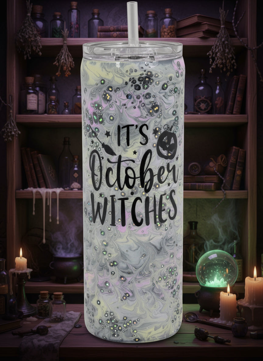 20oz.Tall skinny Tumbler. It's October Witches.